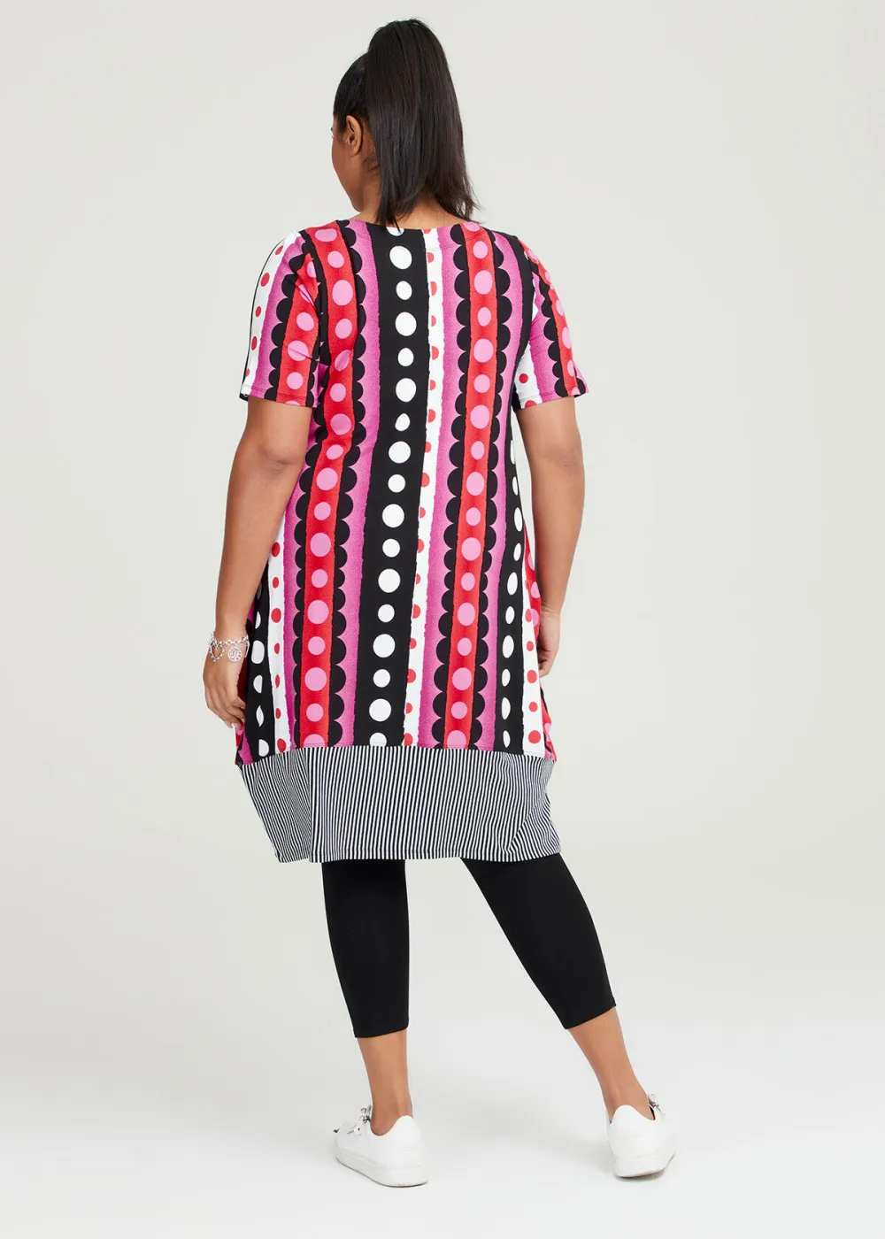 Natural Linear Spot Stripe Dress