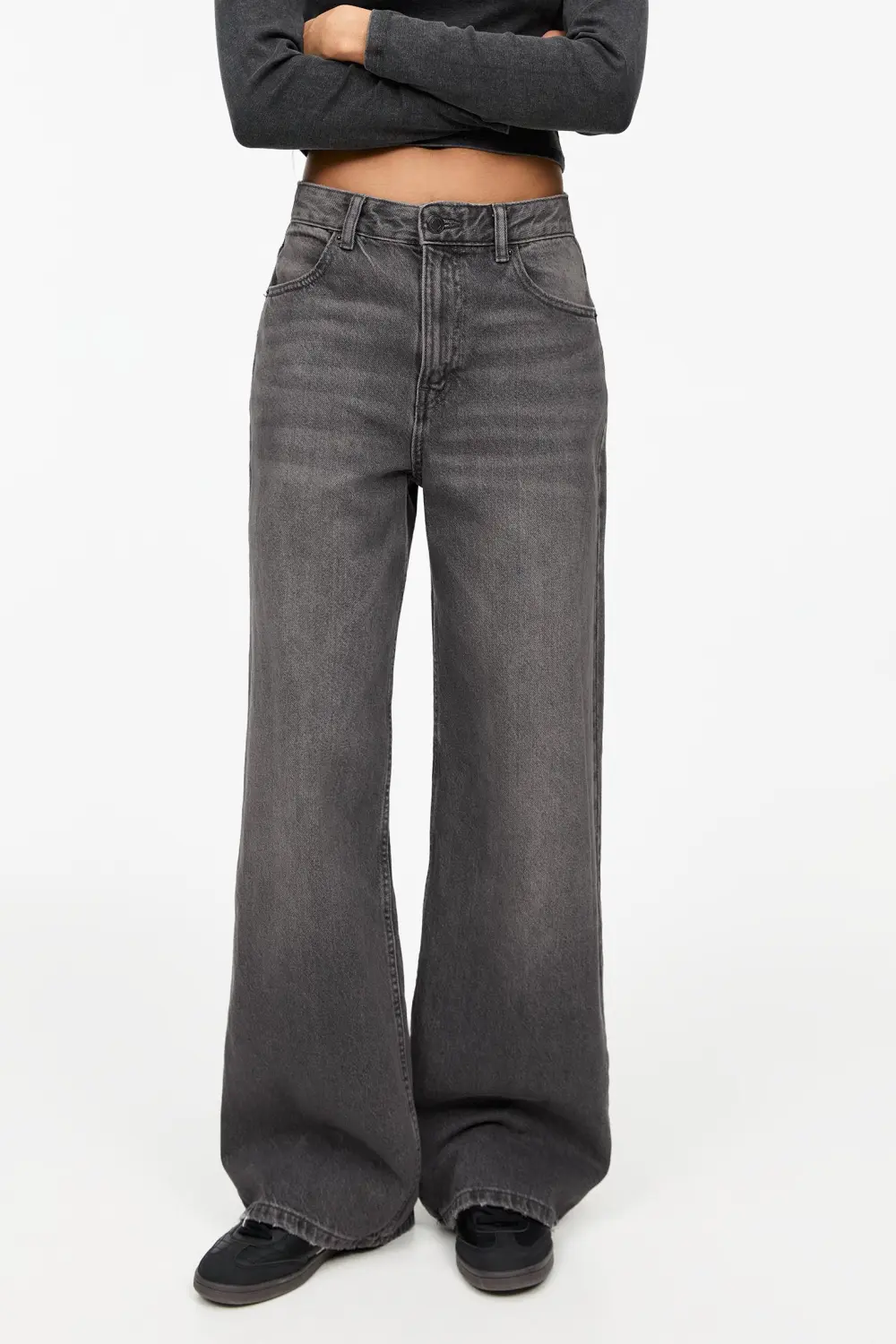 Jeans wide leg tiro alto