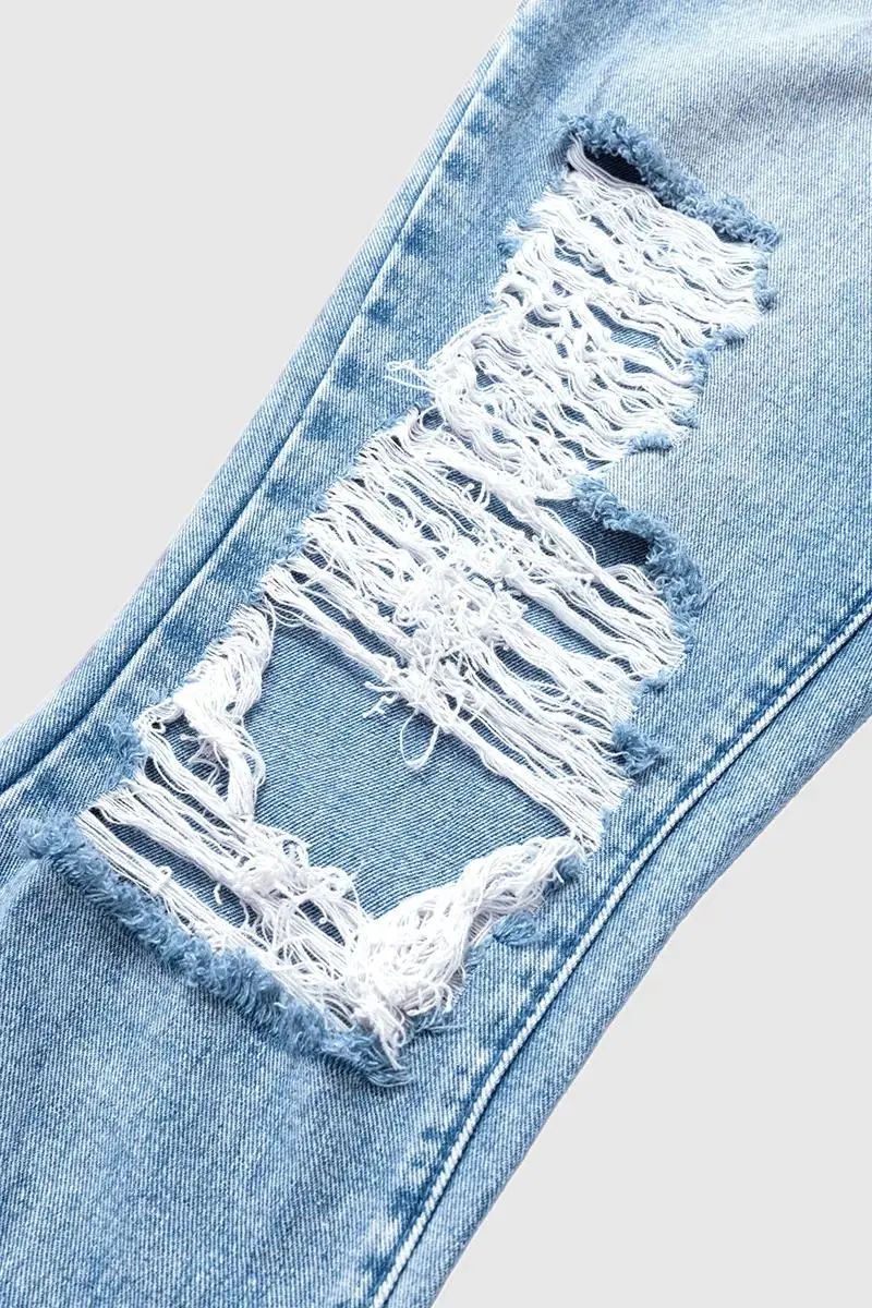 Cut Out Slant Pocket Low Waist Straight Leg Jeans