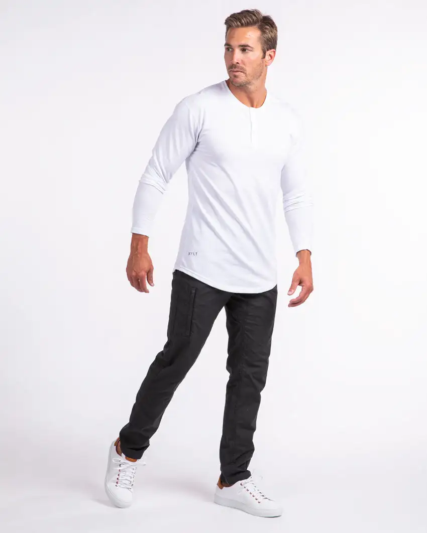 Henley Drop-Cut Long Sleeve: Bylt Signature