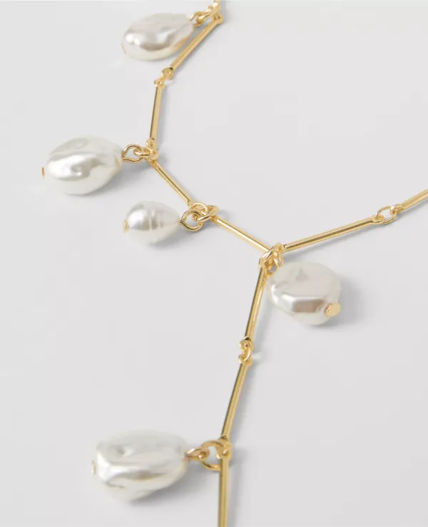 Pearlized Lariat Necklace