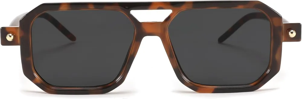 FEISEDY Vintage Square 70s Flat Aviator Sunglasses Women Men Classic Retro Stylish Frame UV400 Sunglasses B2622