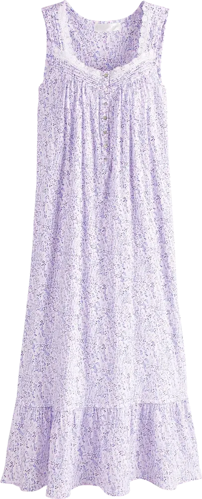 Eileen West Lavender Print Cotton and Modal Nightgown