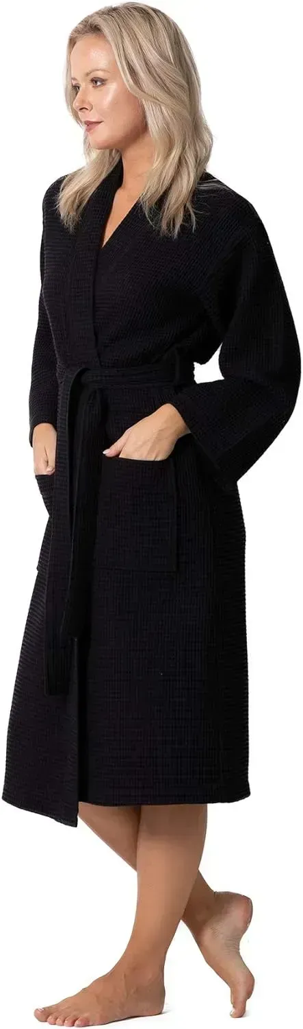 Turkish Linen Waffle Knit Lightweight Kimono Spa & Bath Robes for Women - Quick Dry - Soft