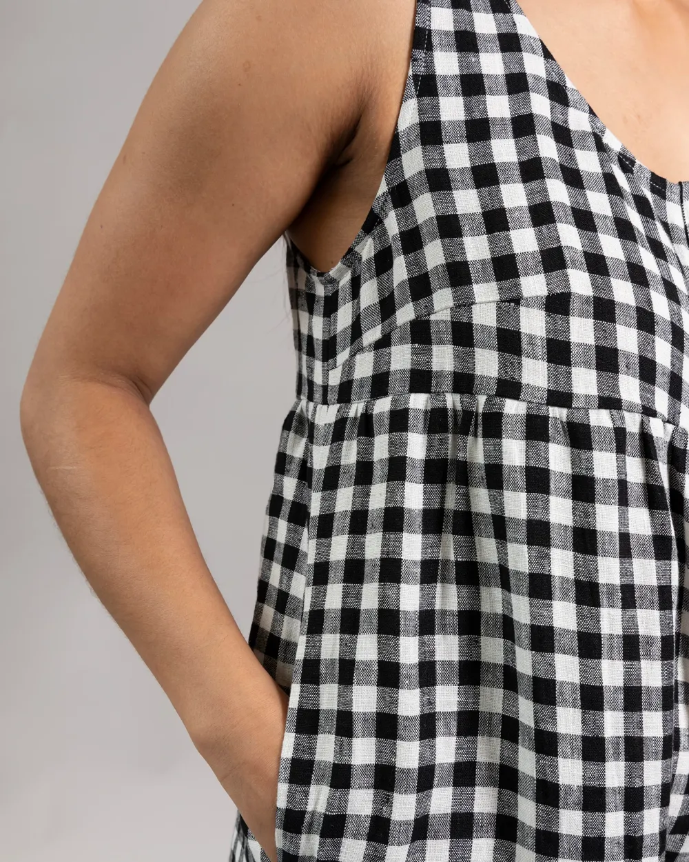 JUMPSUIT - BLACK AND WHITE GINGHAM