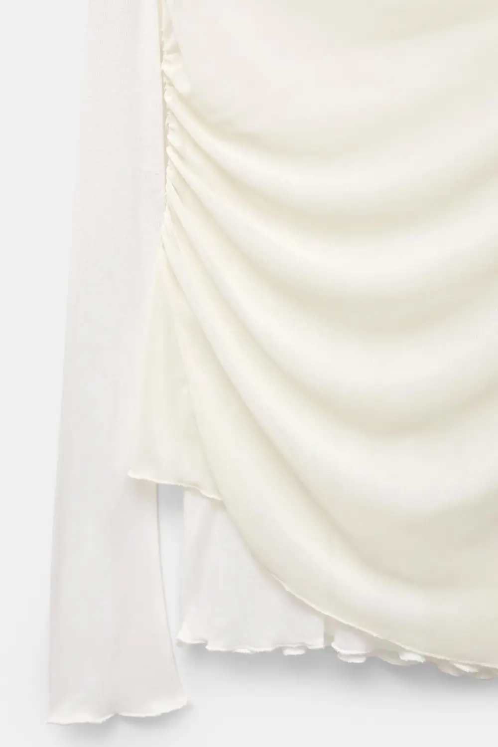 Semi-sheer asymmetric double-layer top