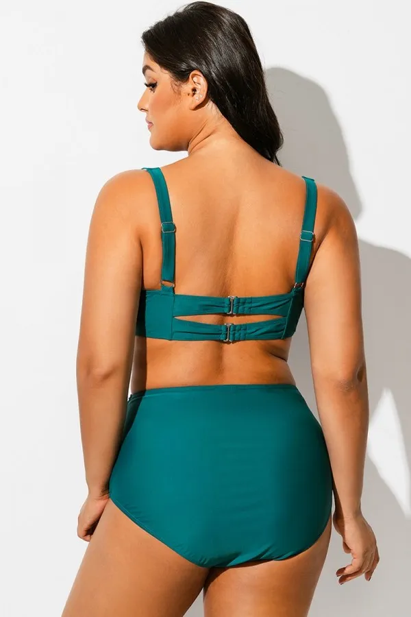 Plus Size Black Twist Front Bikini Top