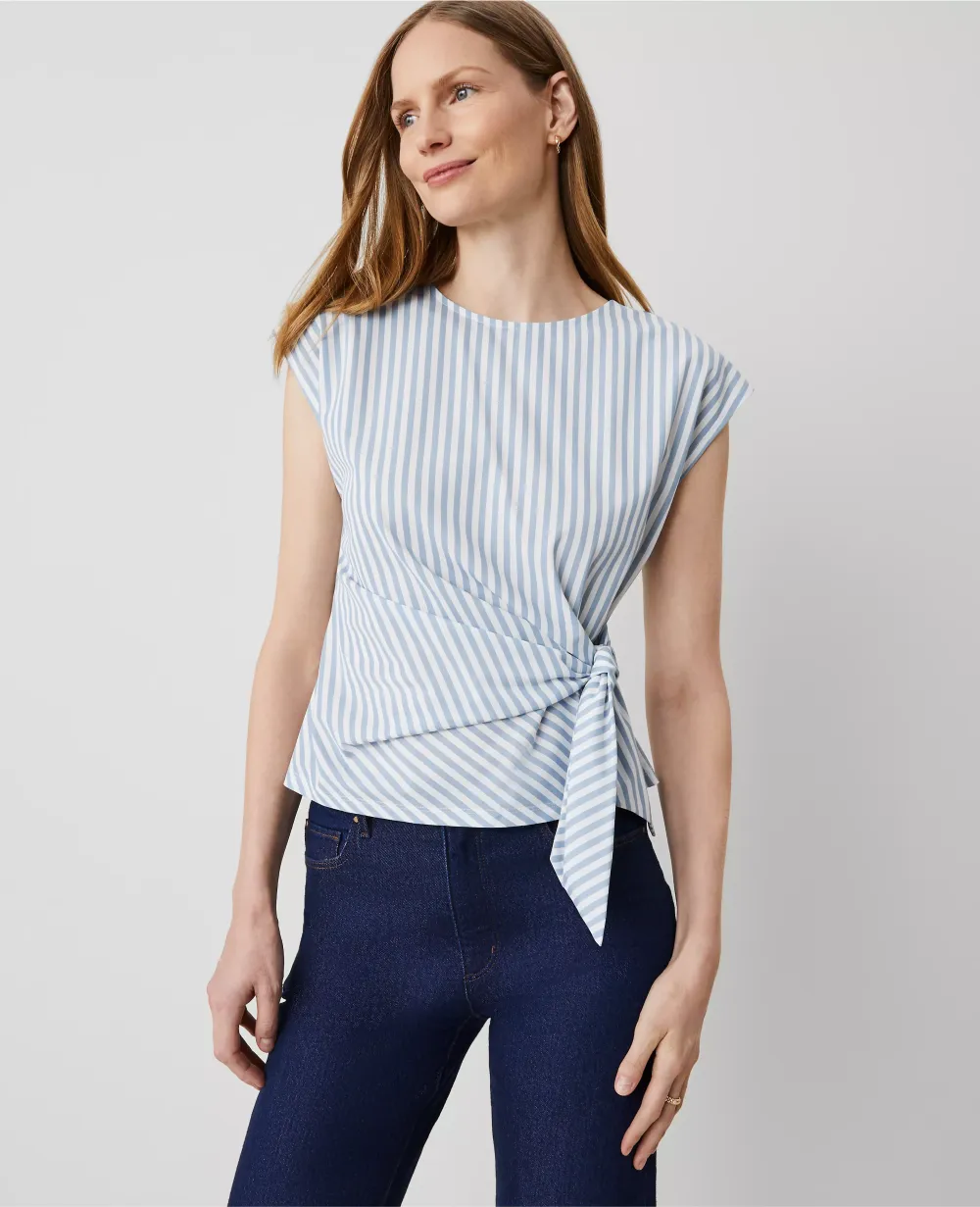 Striped Tie-Waist Tee
