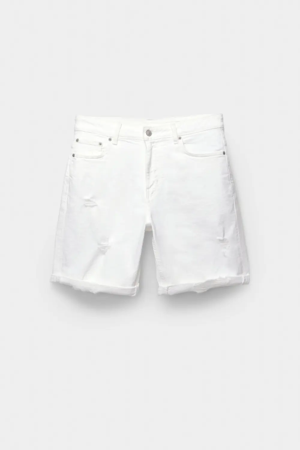 Ripped denim Bermuda shorts