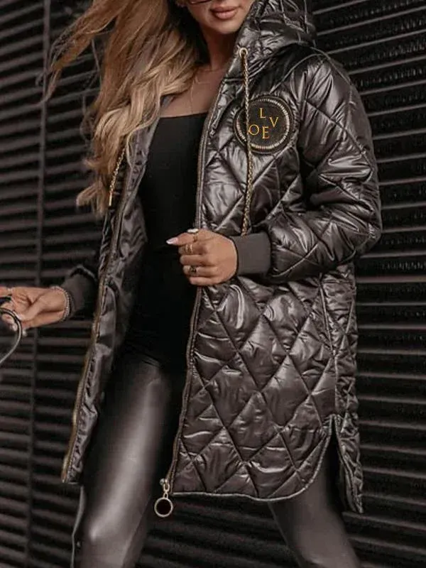 Winter Hooded Zipper Warm Padded Jacket for Women