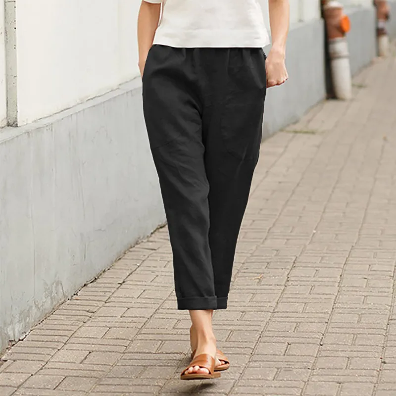Solid Color Comfortable Cotton Linen Casual Pants