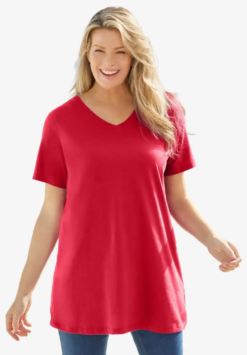 Perfect Short-Sleeve V-Neck Tunic