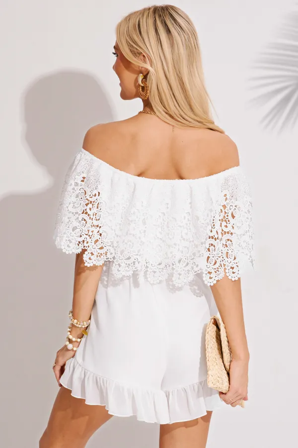Delicate Drape White Romper