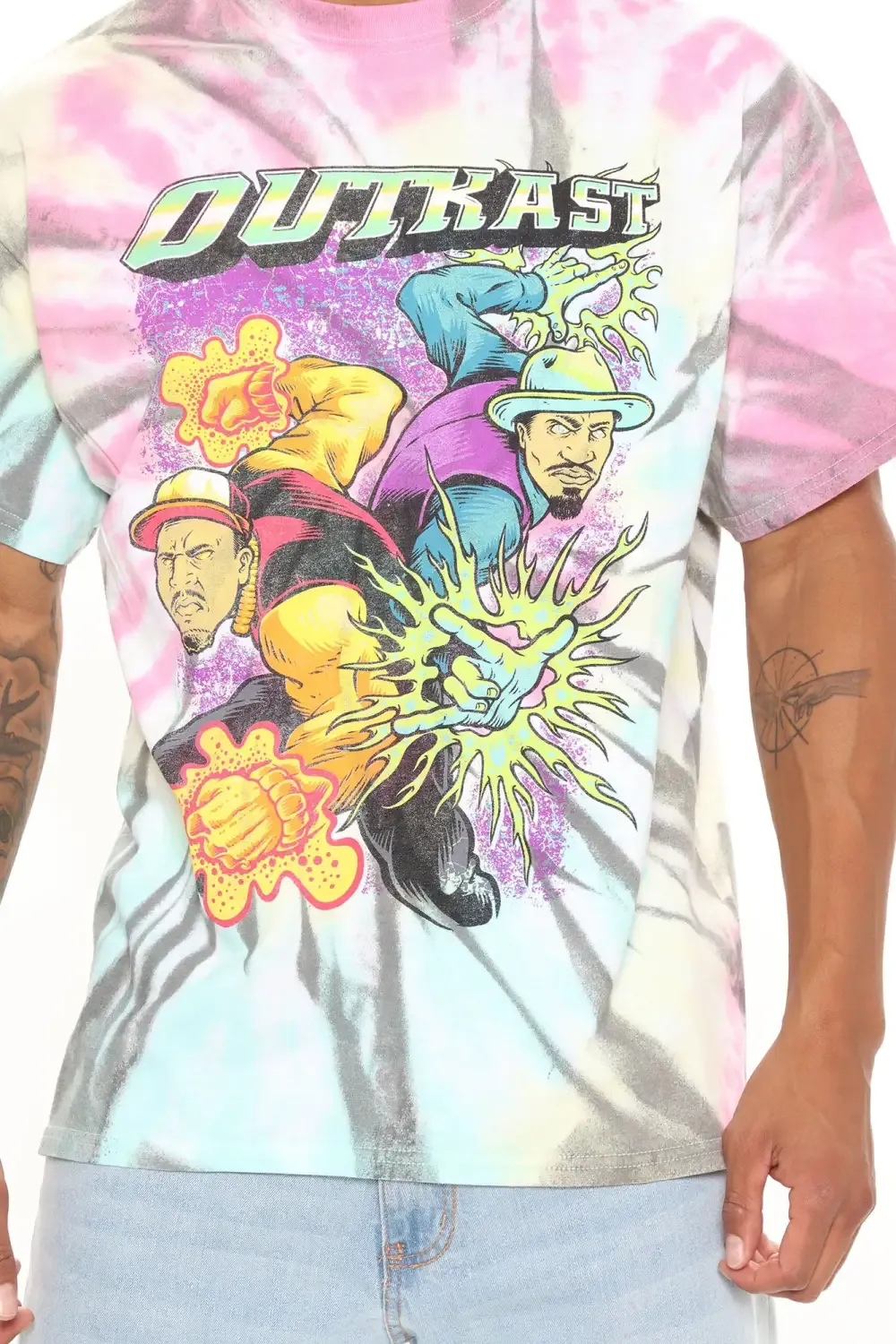 Outkast Comic Tie Dye Short Sleeve Tee - Multi Color