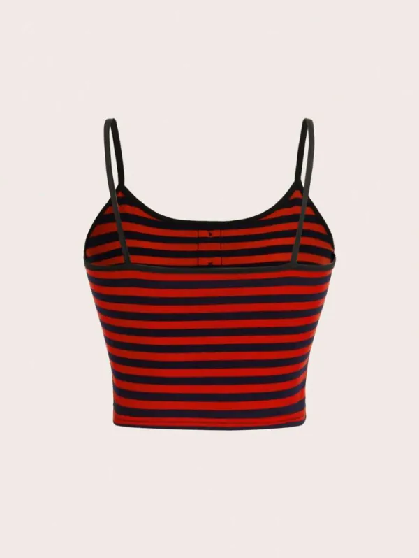 Grunge Punk Striped Button Front Cami Top
