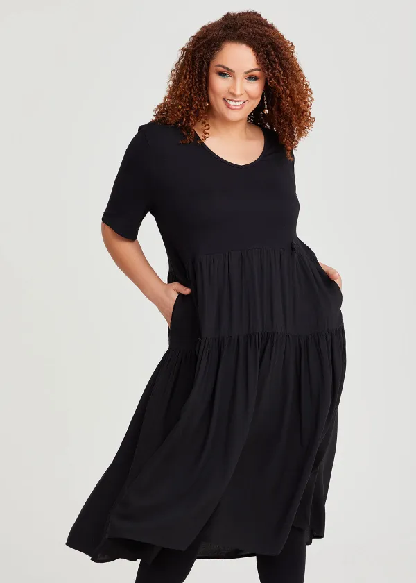 Natural Enya Tier Dress