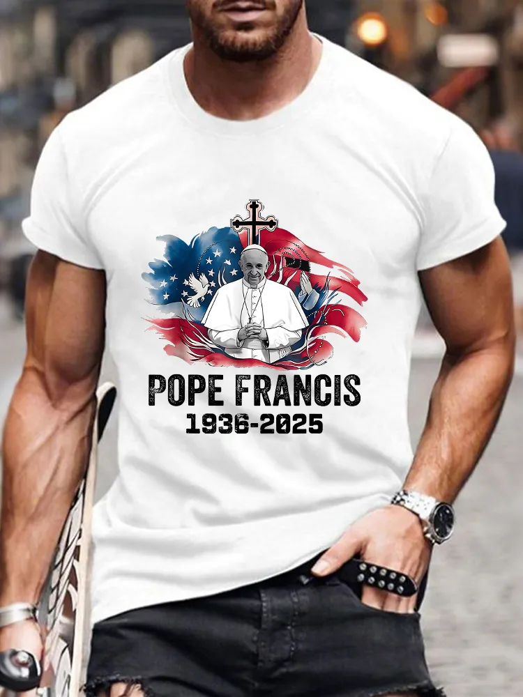 Men's Rest In Peace 1936-2025 Print Short Sleeve Round Neck Cotton T-Shirt
