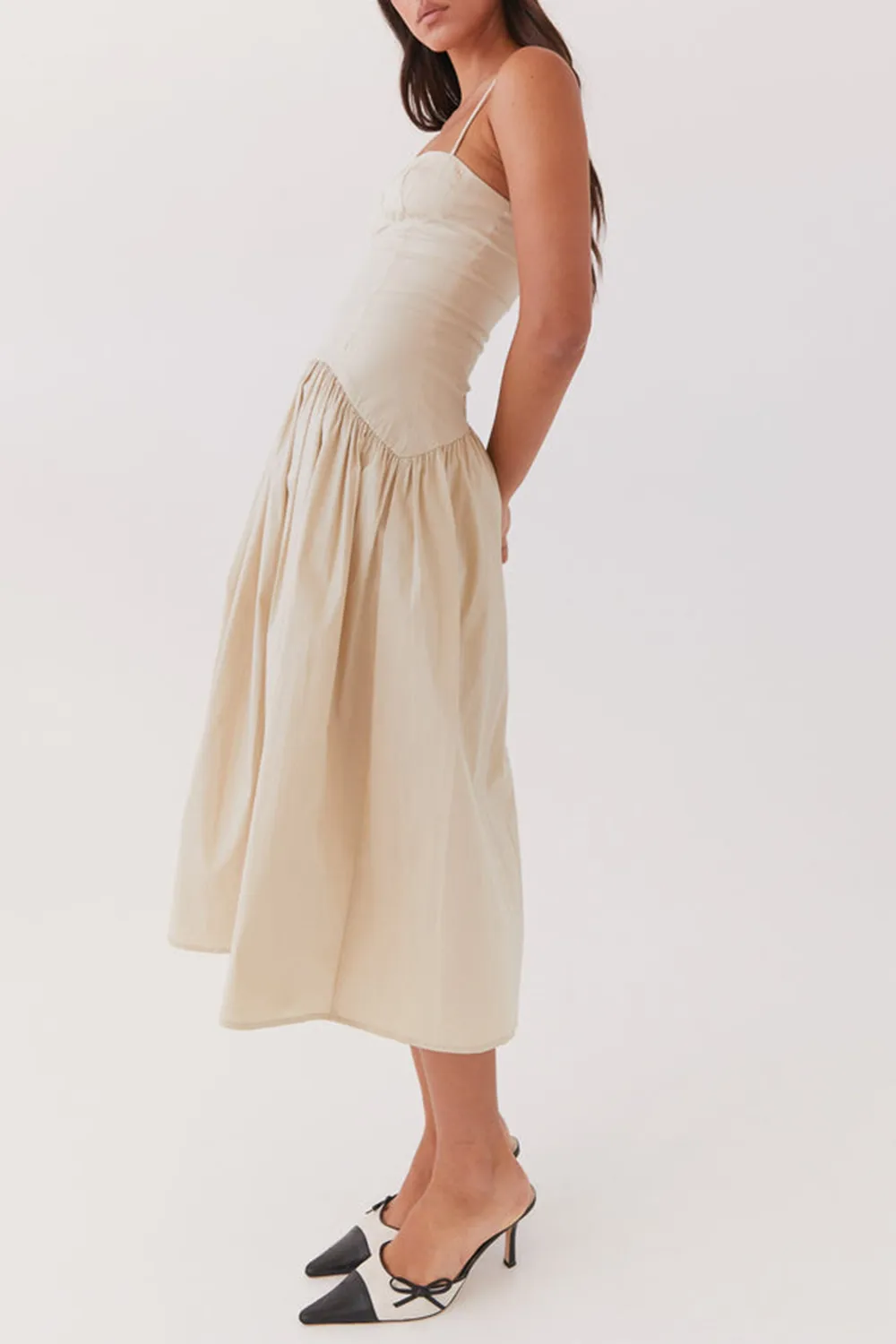 Yvette Corset Midi Dress - Desert Sage