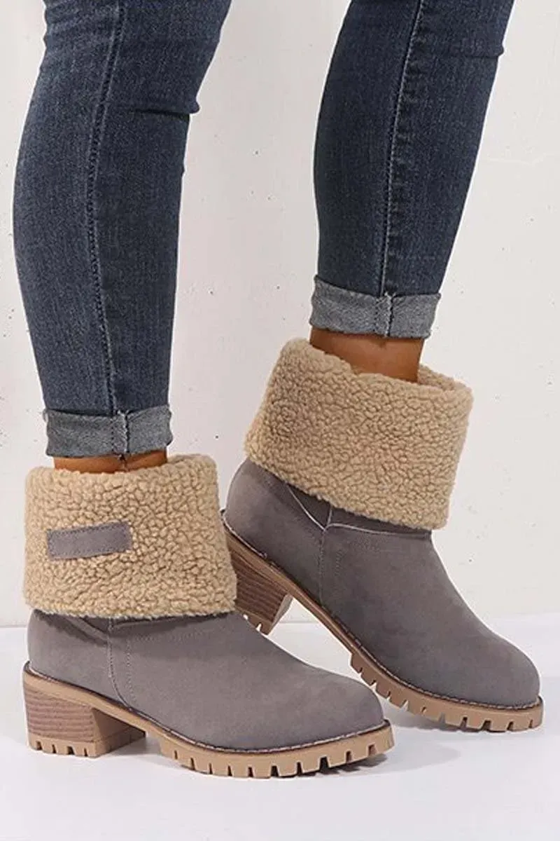 🔥Last Day Specials👢Women's thick heel high heel snow boots women's two-wear plus velvet warm mid-calf boots
