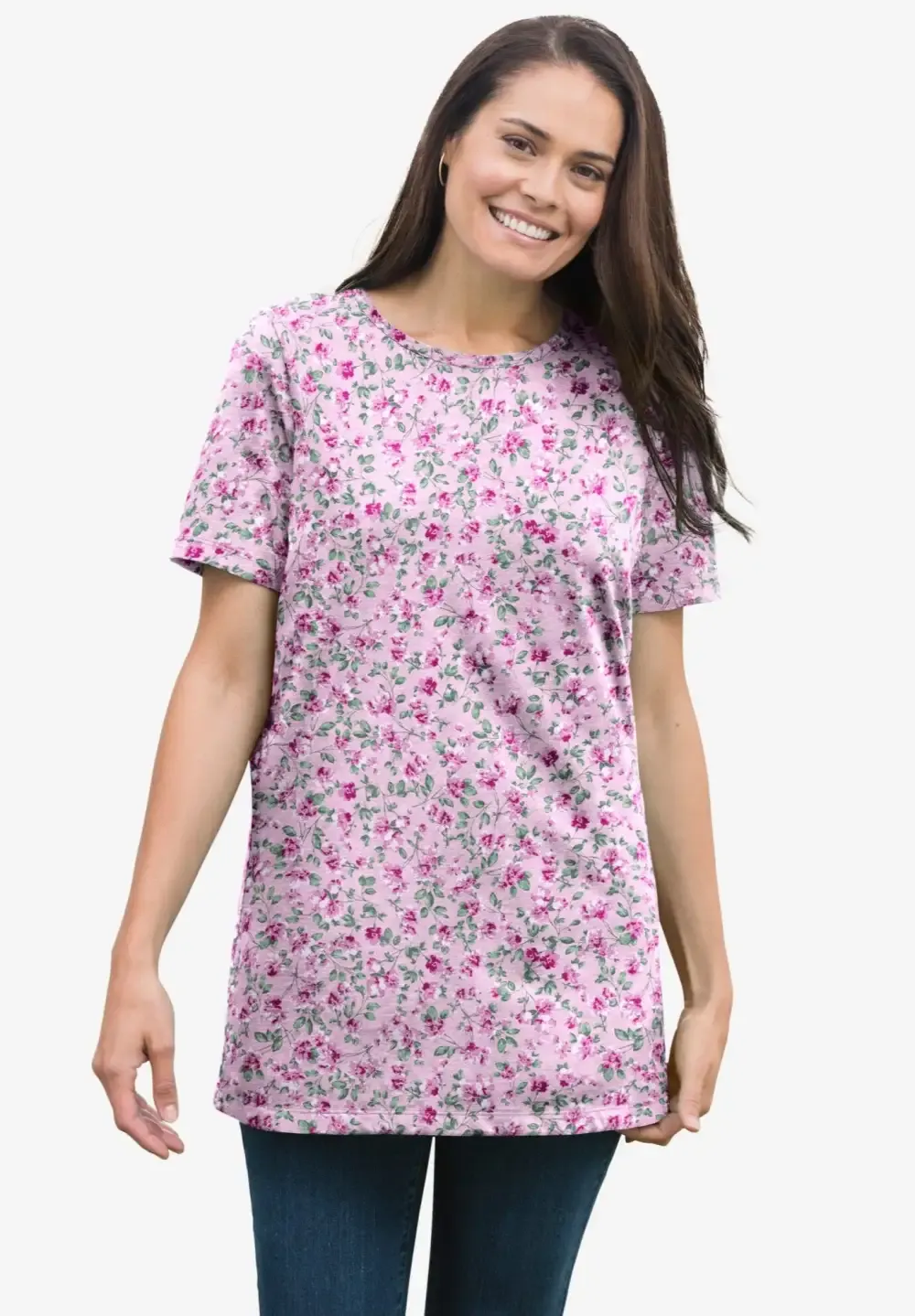 Perfect Printed Short-Sleeve Crewneck Tee