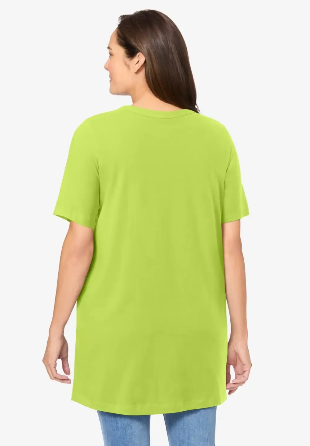 Perfect Short-Sleeve Shirred V-Neck Tunic