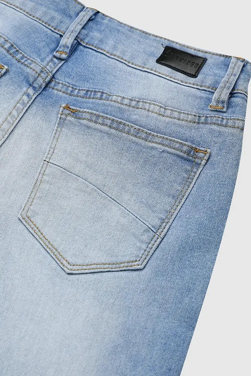 Button Fly Wide Leg Mid Rise Jeans Without Belt