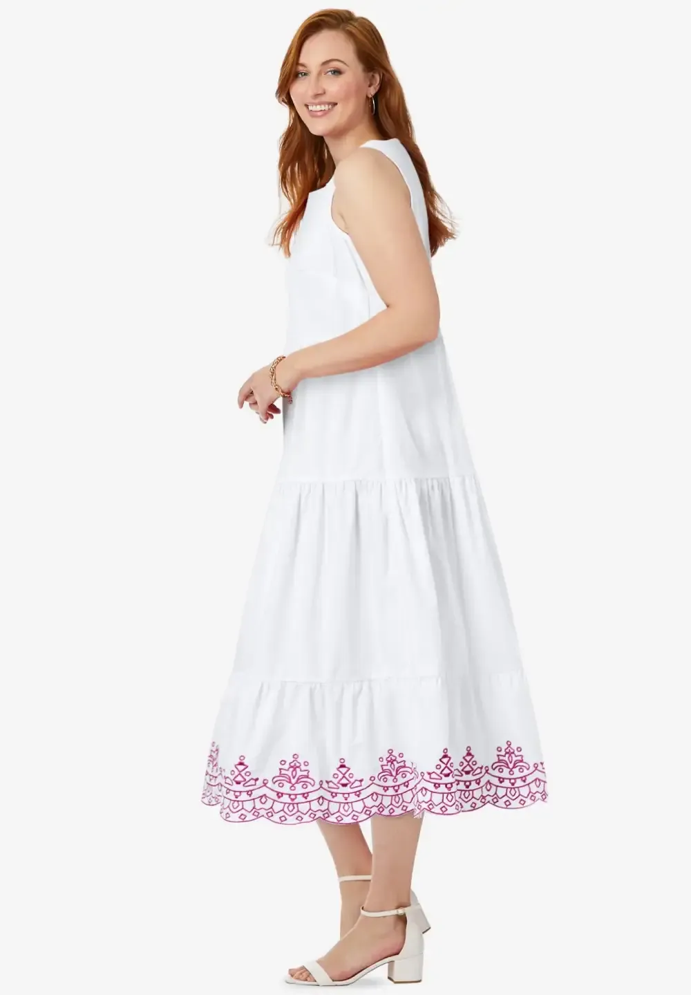 Sleeveless Eyelet Poplin Dress