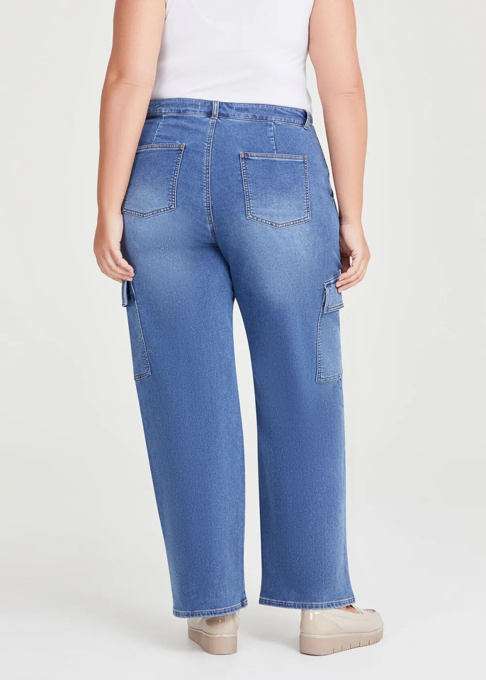 Cotton Cargo Wide Leg Jean