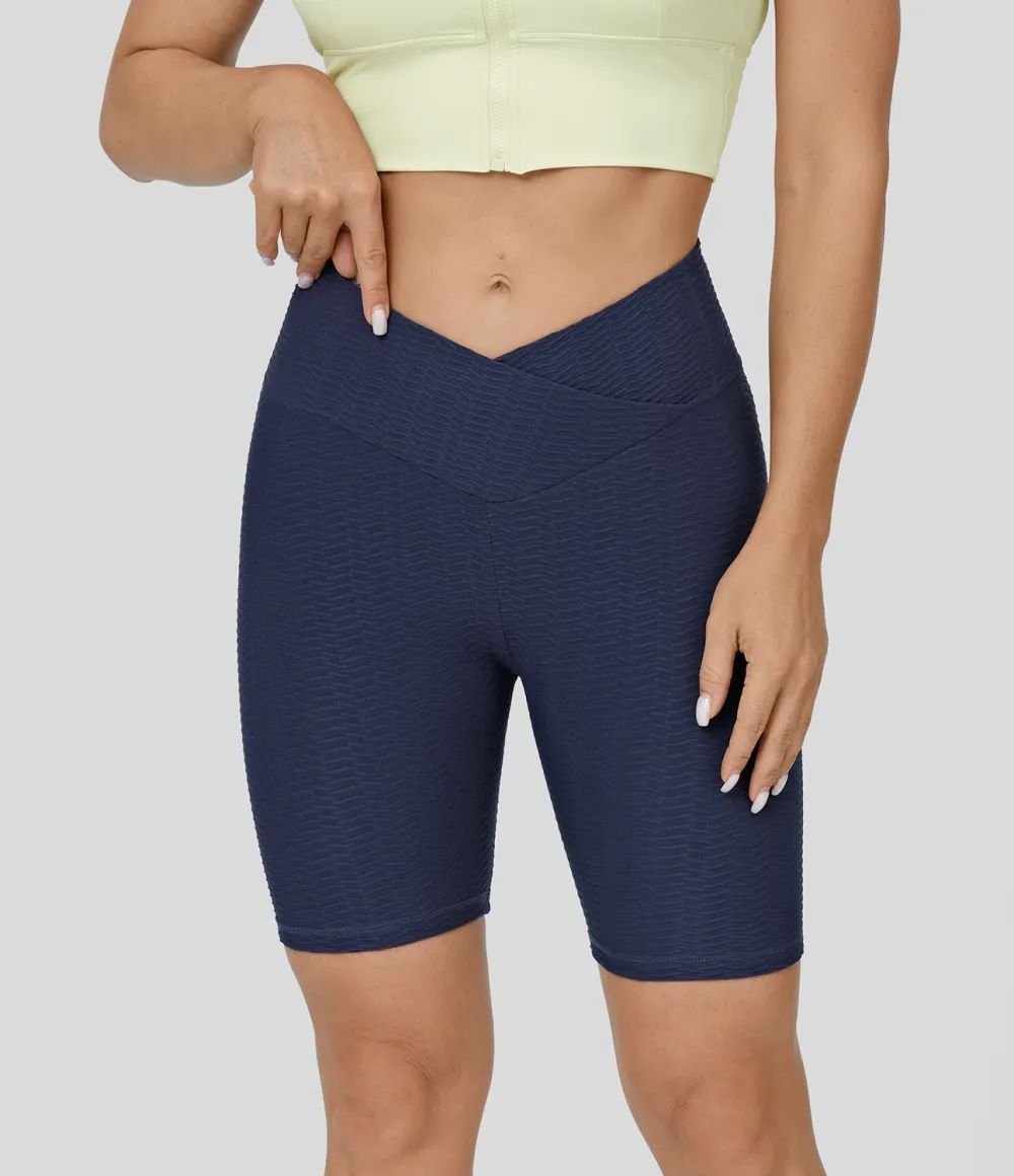 Seamless Flow High Waisted Crossover Butt Lifting Yoga Biker Shorts 5''
