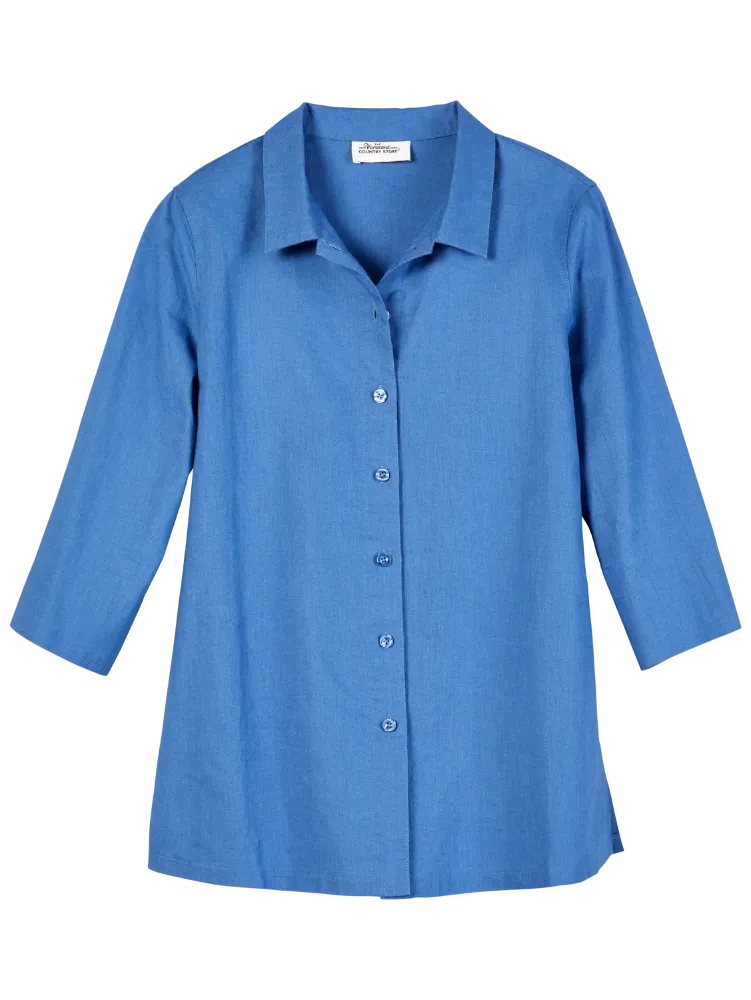 Women's Casual Linen and Cotton Boyfriend Shirt