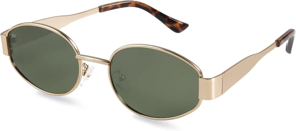 livho 2025 Trendy Oval Sunglasses - Stylish Polarized Shades for Everyday - Retro Metal Frames, Gold/Silver/Black