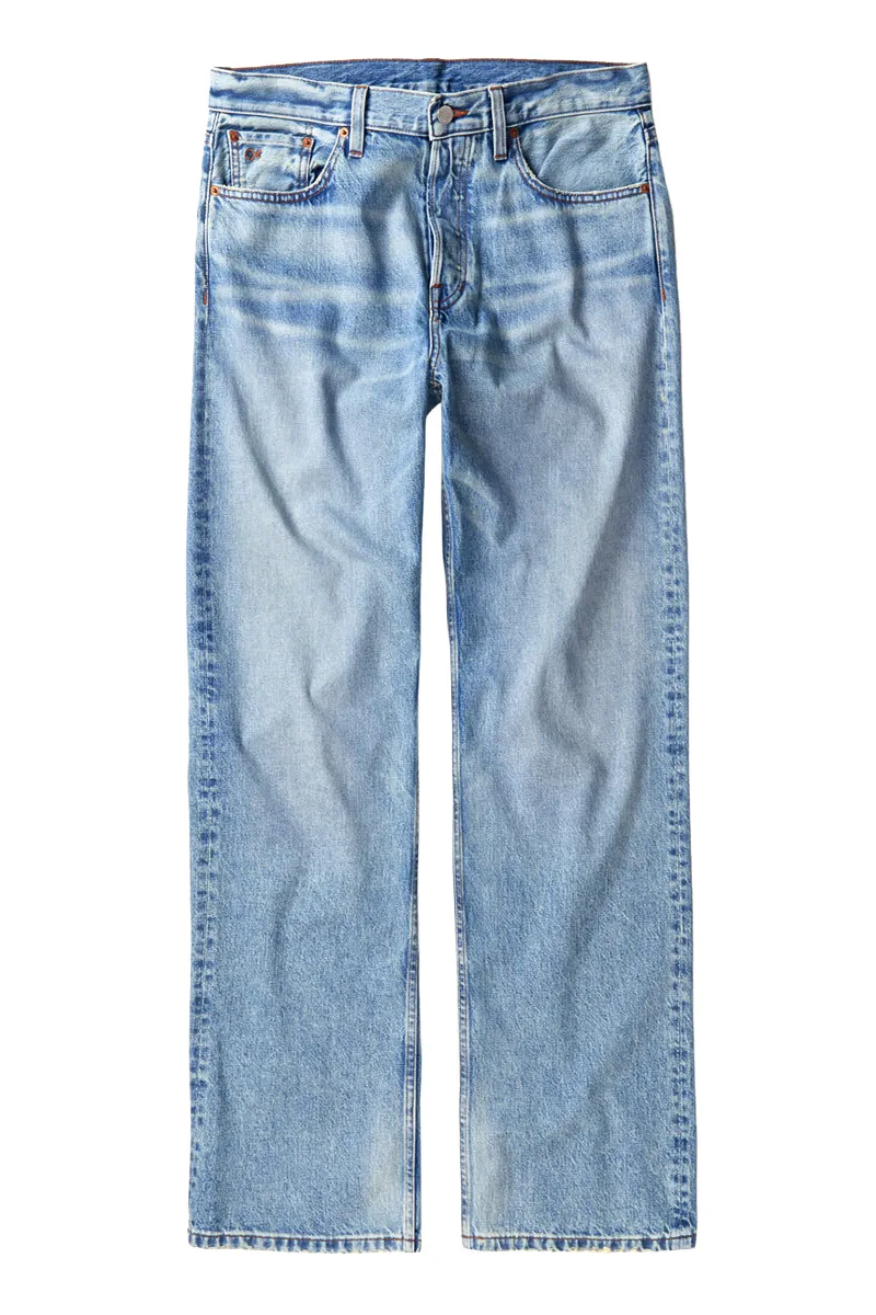 Wash Stretchy Mid Waist Straight Leg Jeans
