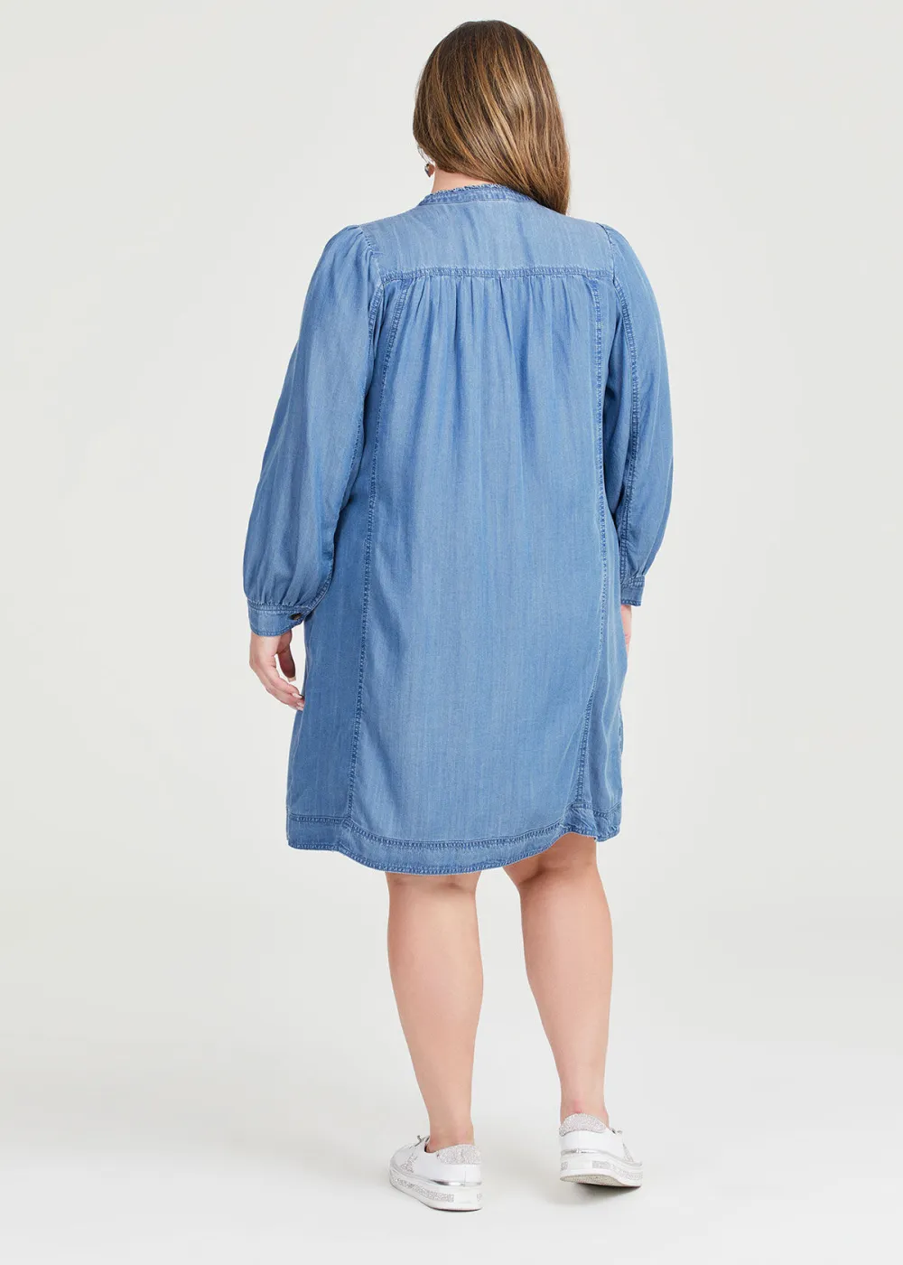 Chambray Button Thru Dress