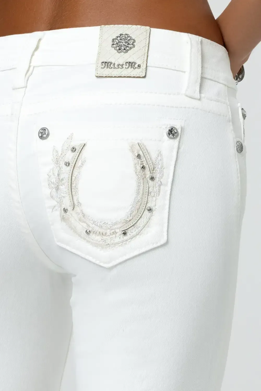 White Horseshoe Bootcut Jeans