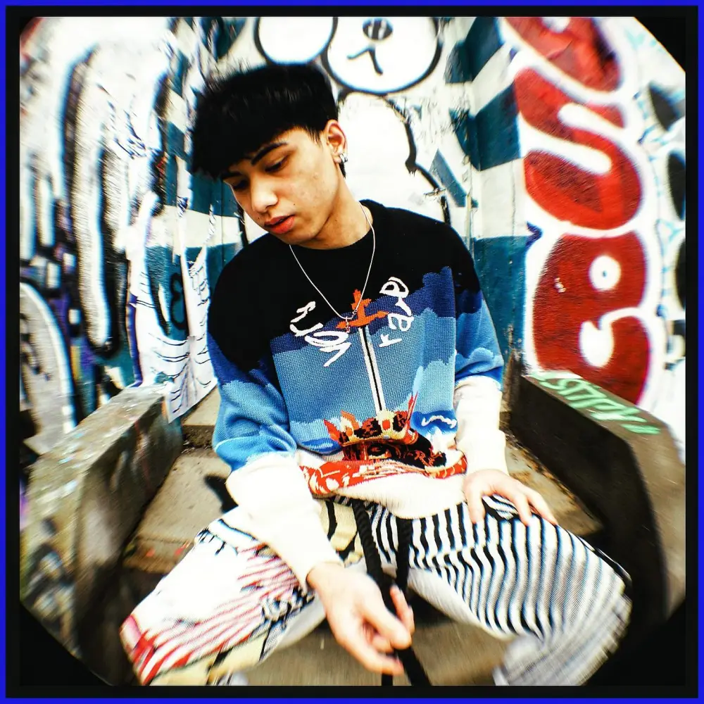 Blue Sweater Renaissance Street Wear Fashion Printing Seasonal Trend Special Design