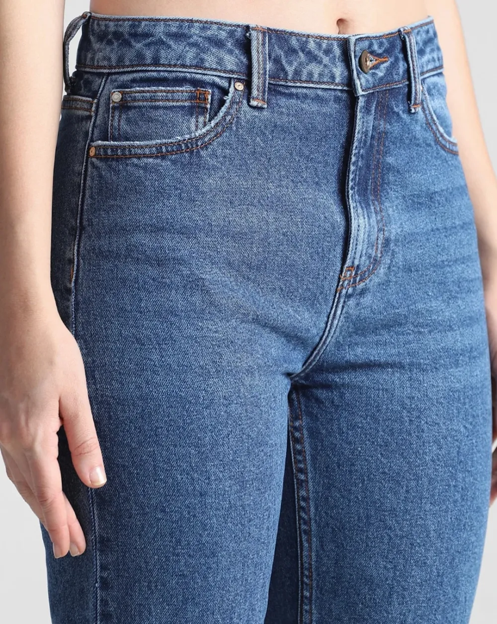 Blue High Rise Mom Fit Jeans with Blue Star Print