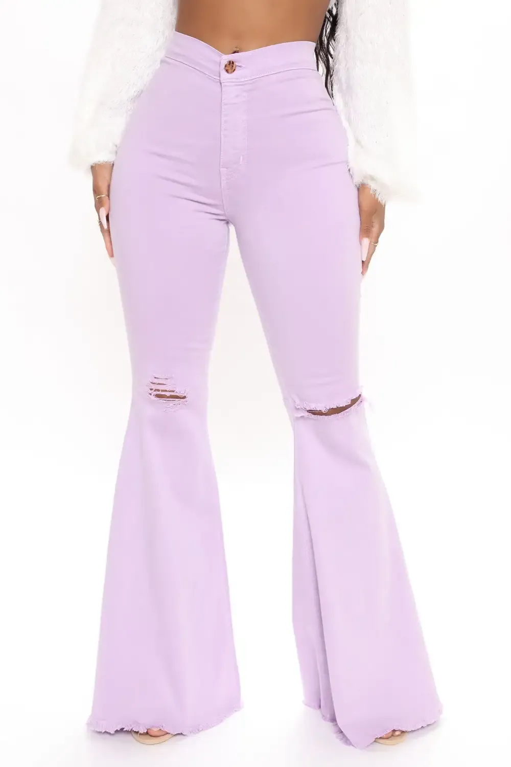 Mystery Solved Extreme Bell Bottom Jeans - Lavender