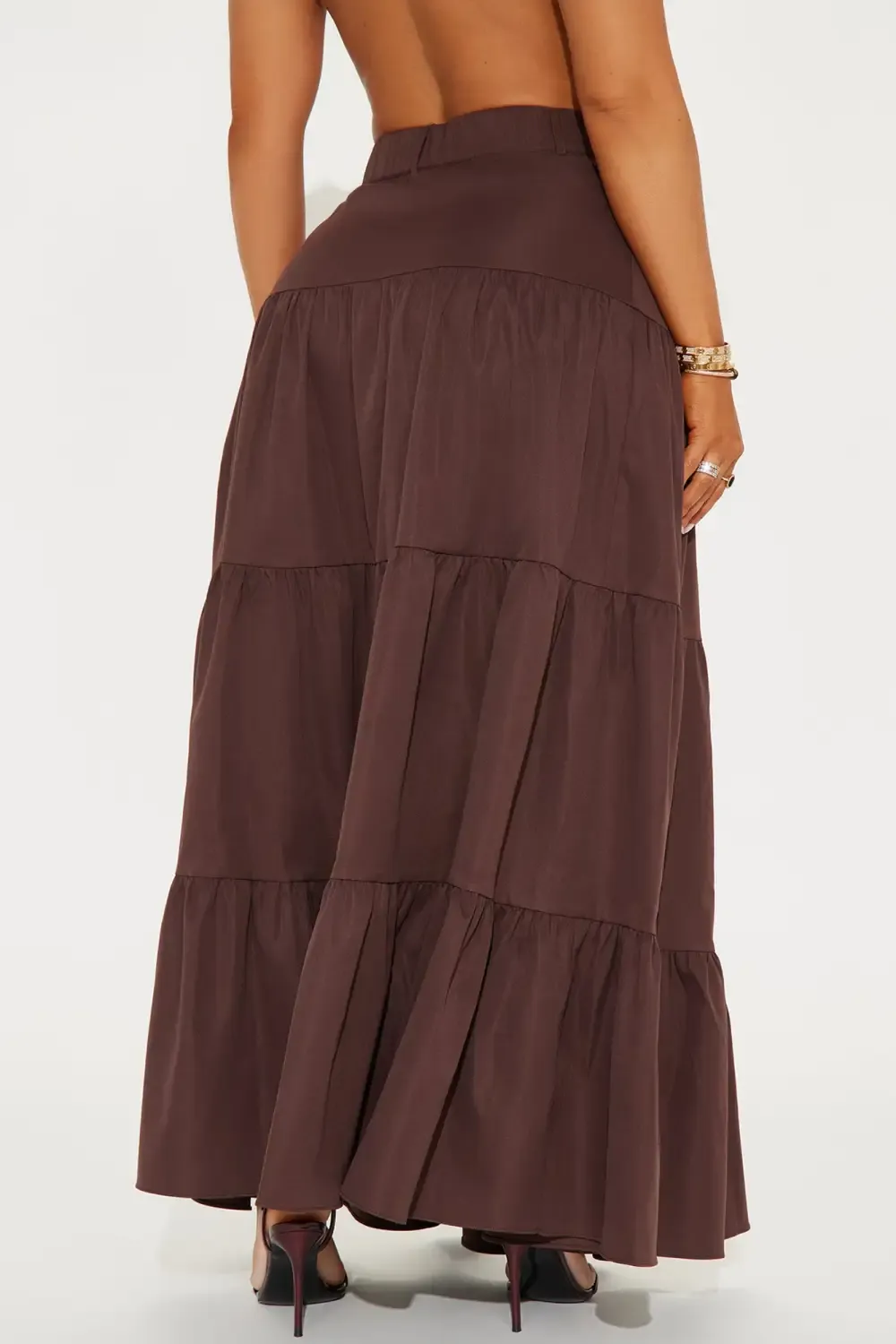Marina Tiered Maxi Skirt - Chocolate