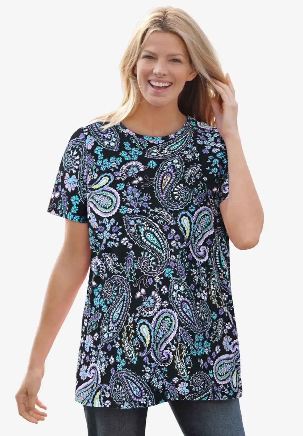 Perfect Printed Short-Sleeve Crewneck Tee