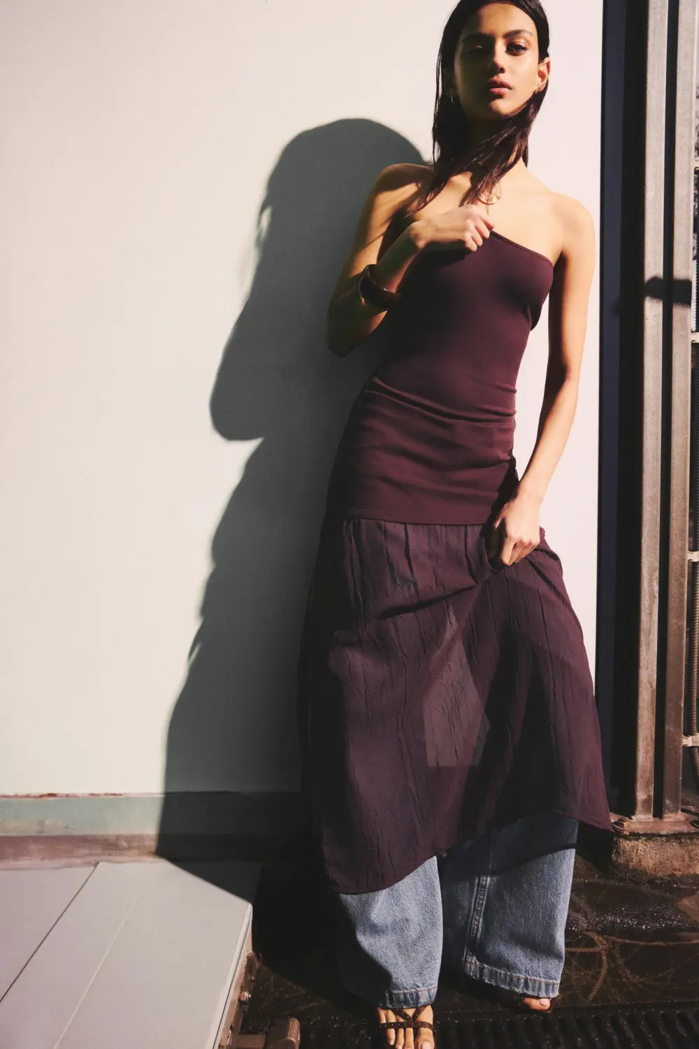 Vestido midi doble tejido