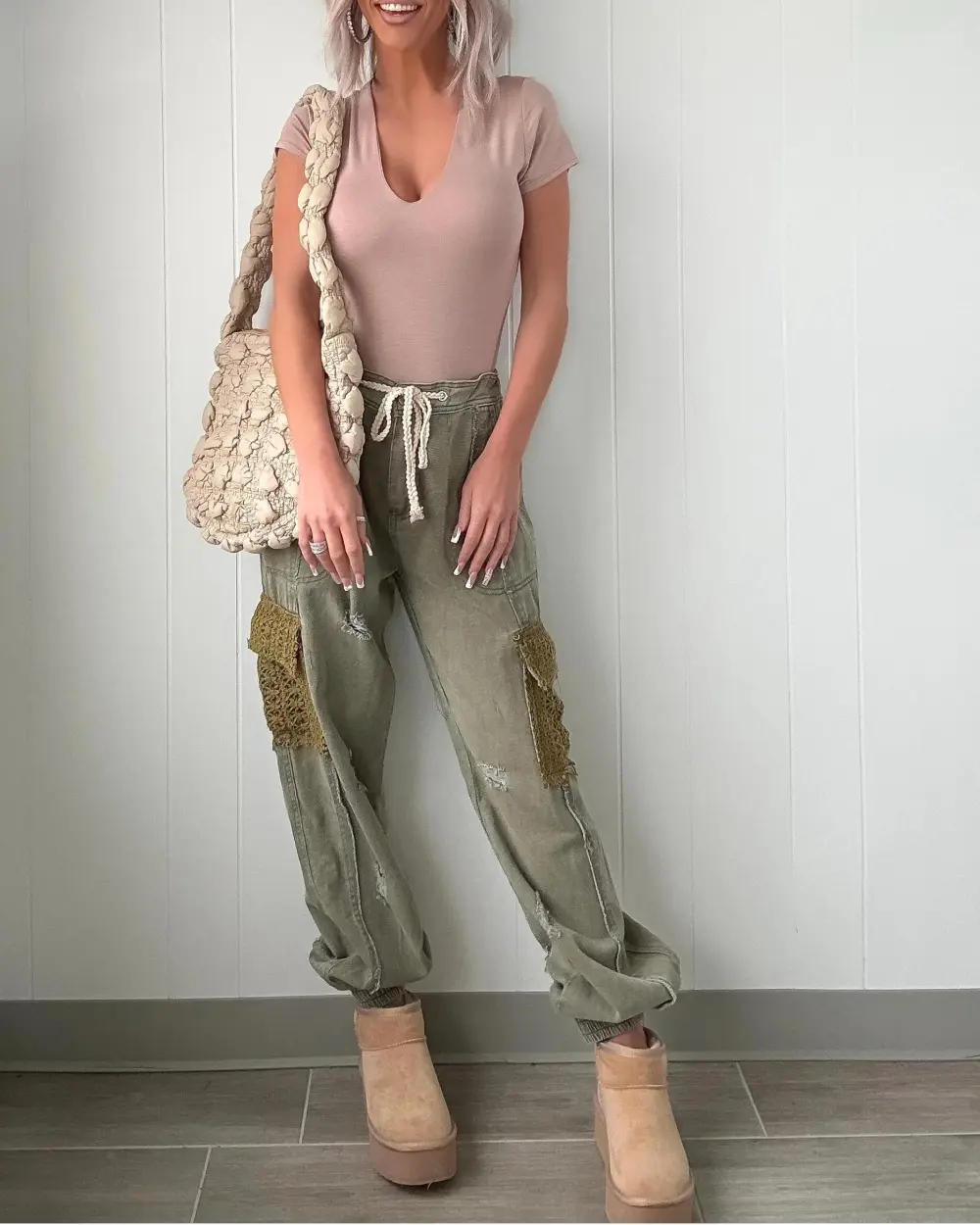 Essentials Crochet Joggers - Olive