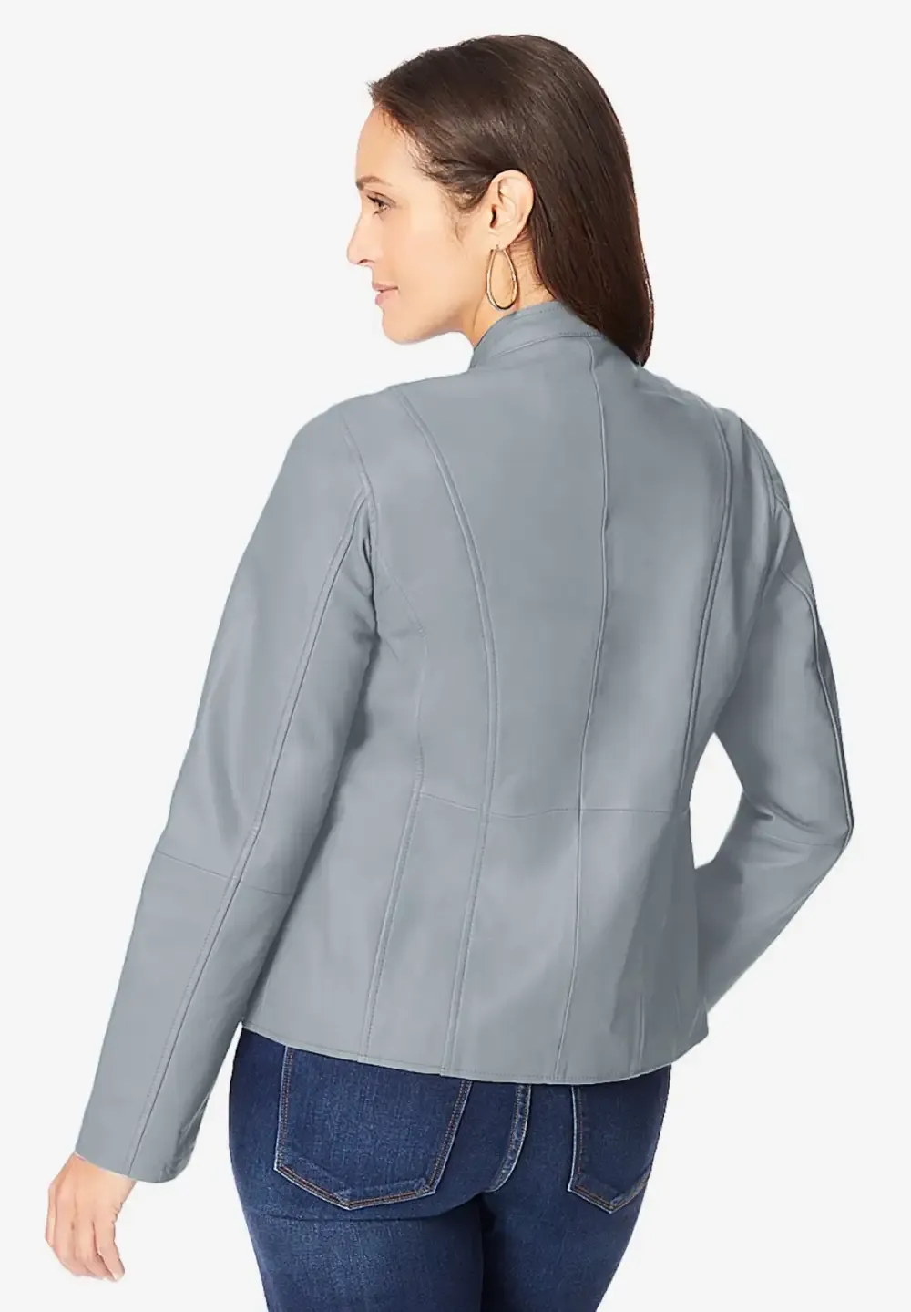 Zip Front Leather Jacket
