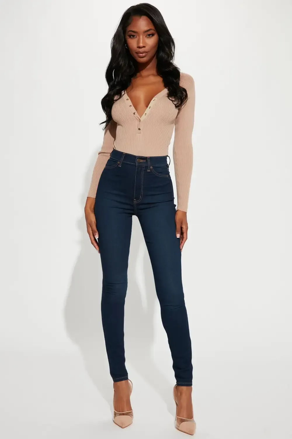 Tall Flex Game Strong Super High Rise Skinny Jeans - Dark Blue Wash