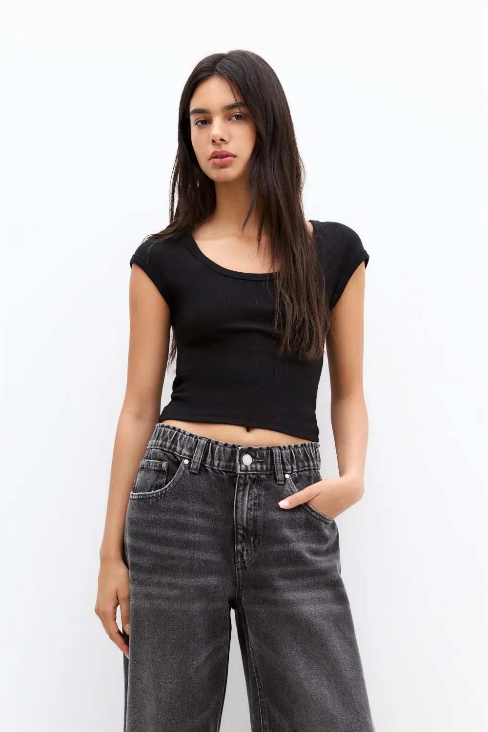 Ribbed short sleeve T-shirt