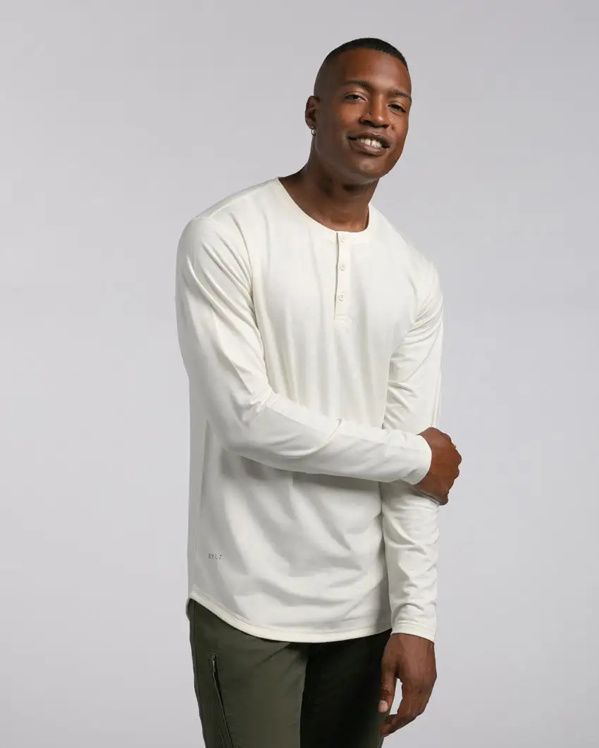 Henley Drop-Cut Long Sleeve: Lux