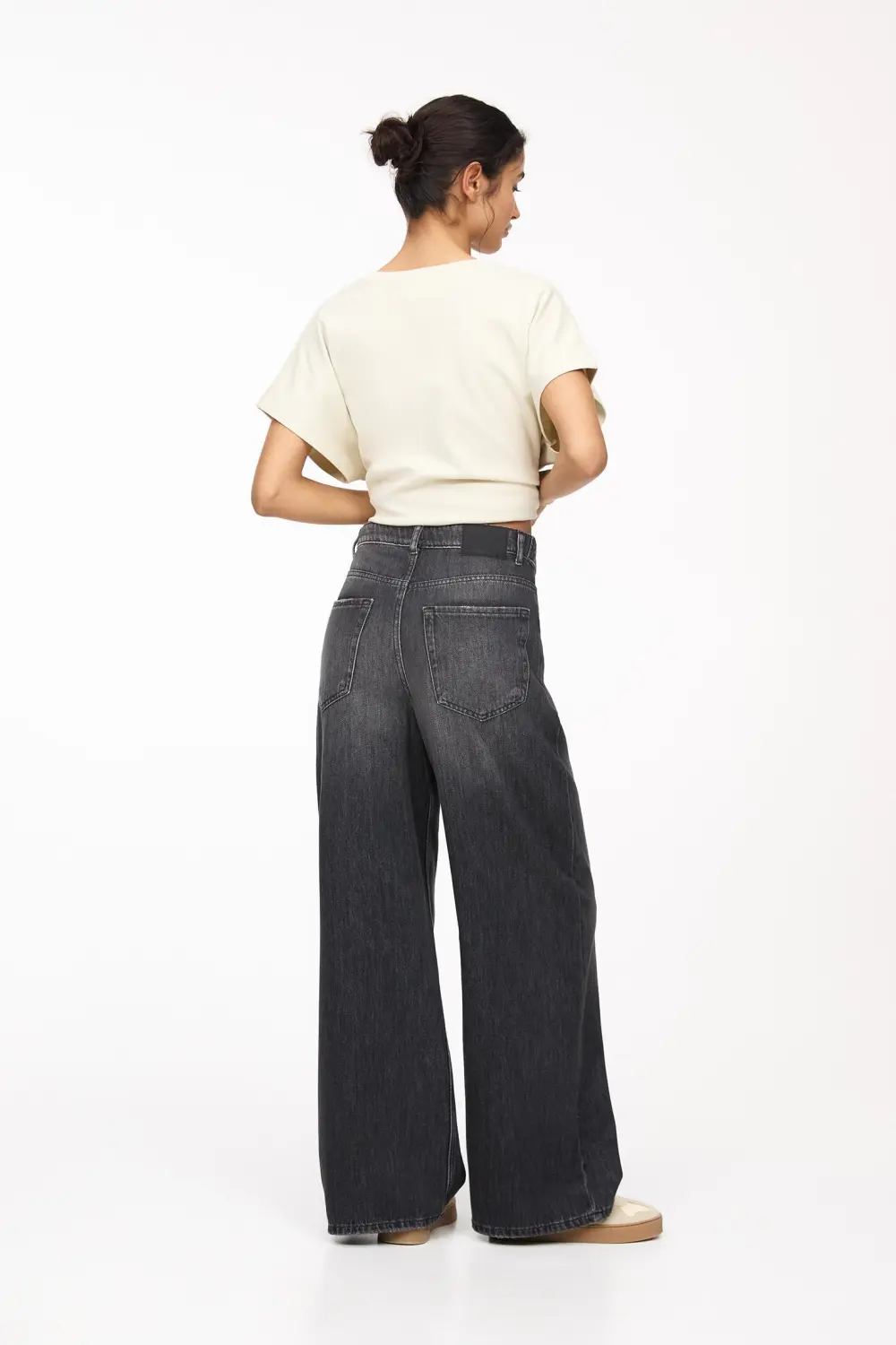 Jeans baggy wide leg detalle trabillas
