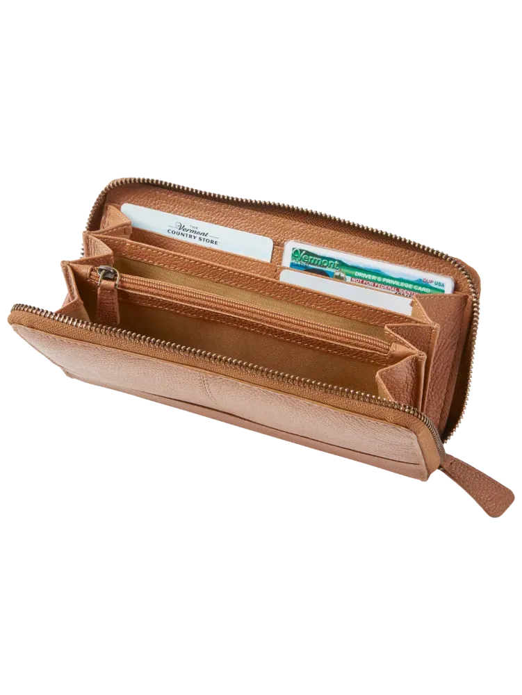 Ella Simone Accordion Zip-Around Leather Wallet, 8 Inch