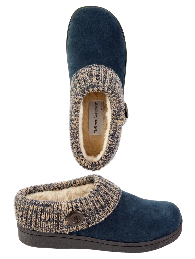 Women's Suede Slipper Clogs With Ragg Cuffs