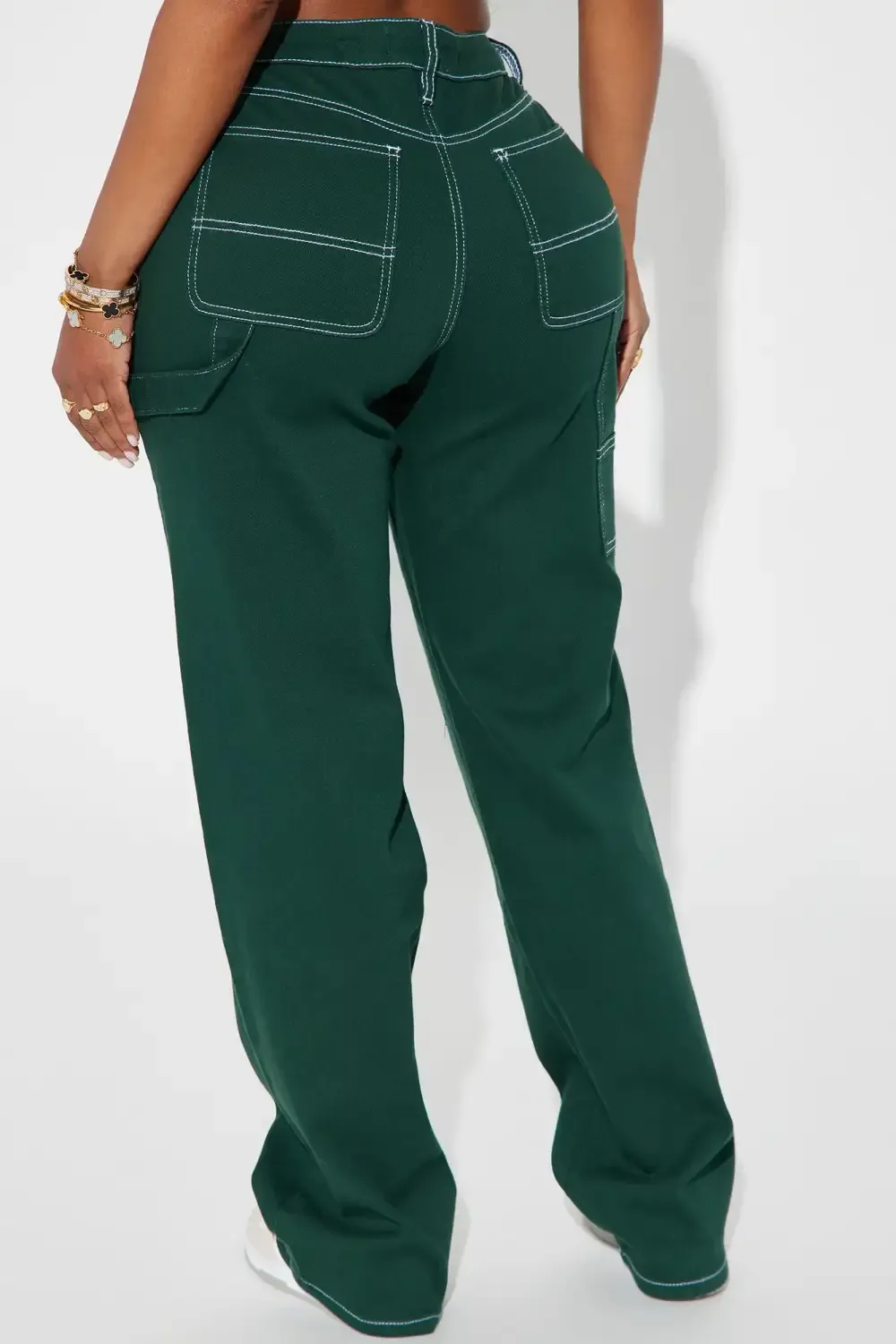 Focus On Me Straight Leg Utility Jean - Green