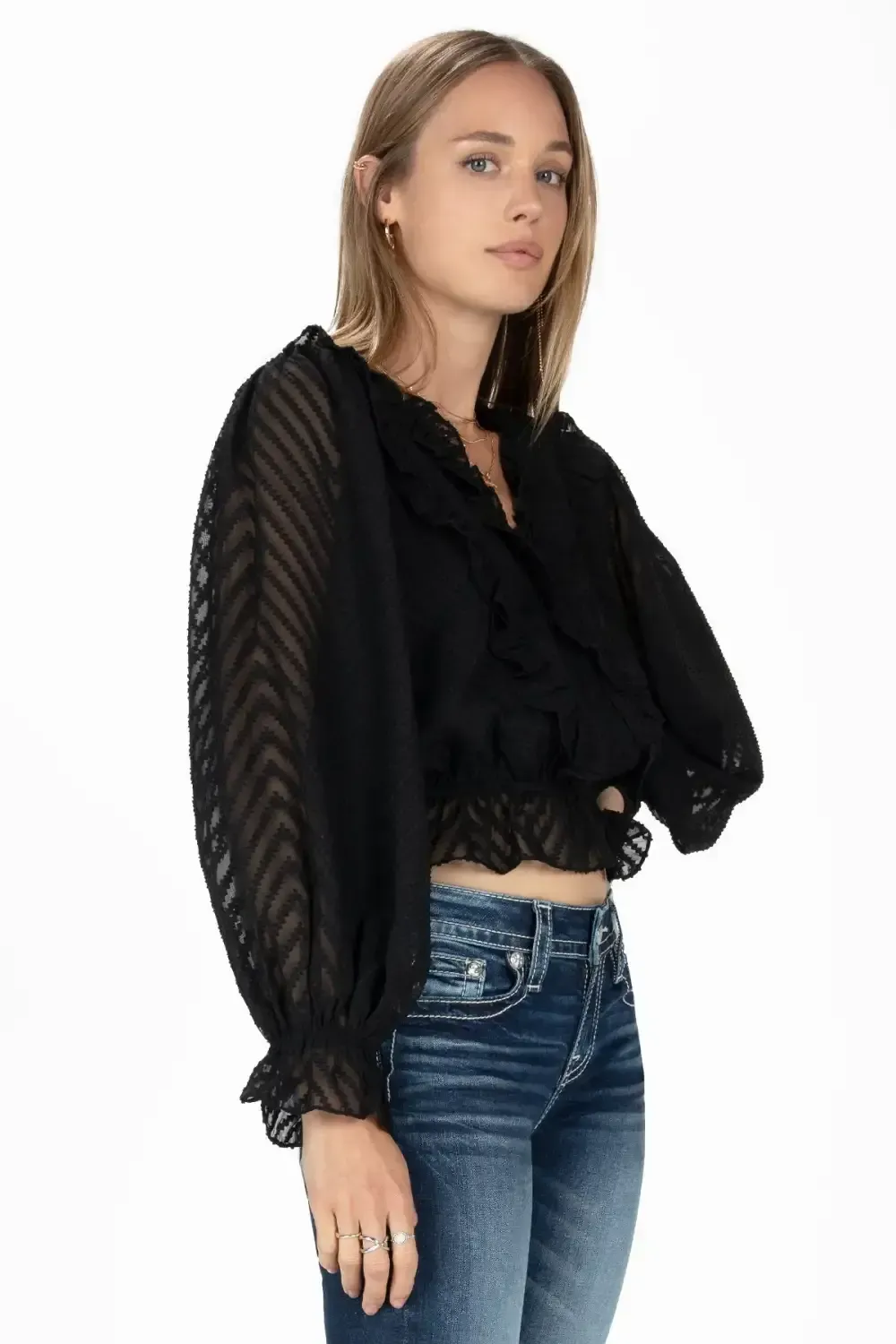 Ruffle Cropped Blouse